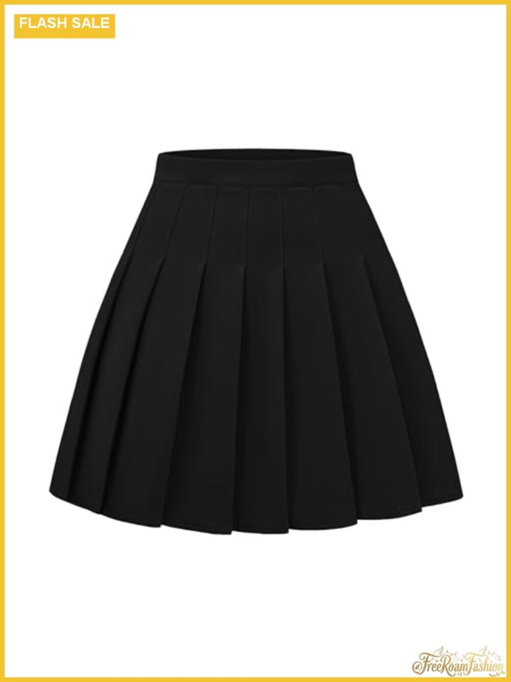Pleated A-Line Mini Skater Skirt Stretchy Elastic Waist School Uniform